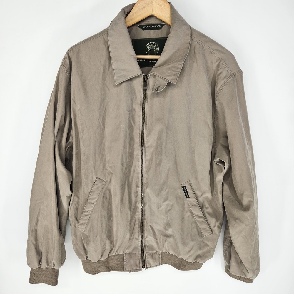 Weatherproof Jacket Mens Medium Nylon Full Zip Windbreaker Chore Bomber Barn Vtg